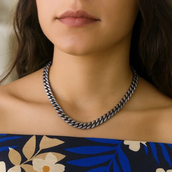 Sterling Silver Gunmetal Finish Miami Cuban Link Chain (7.00 mm) - alternate view 5