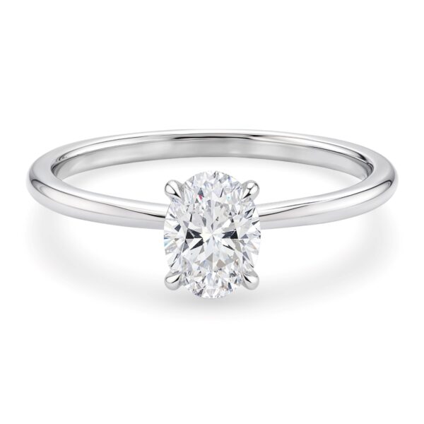 1 Carat Oval Lab Grown IGI G/VS1 Diamond Solitaire Ring in 14K White Gold - alternate view 2