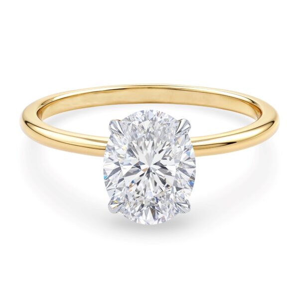 1 1/2 Carat Oval Lab Grown IGI G/VS1 Diamond Solitaire Ring in 10K Yellow Gold - alternate view 2