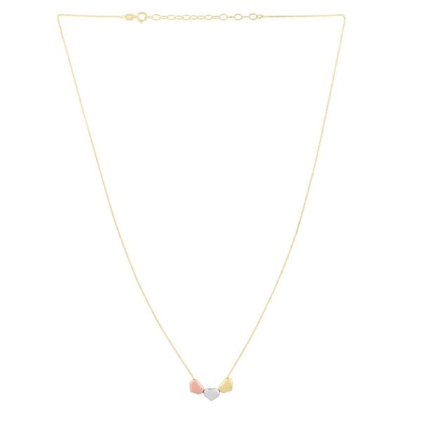 14K Tri Color Gold Triple Heart Necklace - Tri-Color Gold - alternate view 2