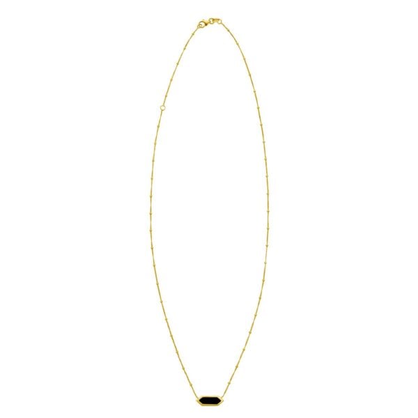 14K Yellow Gold Hexagon Onyx Pendant Necklace