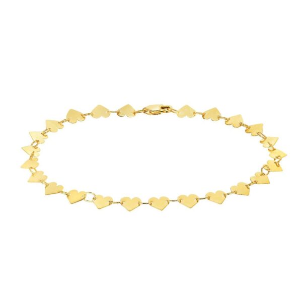Mirror Heart Chain Bracelet in 10K Yellow Gold (4.70 mm) - alternate view 2