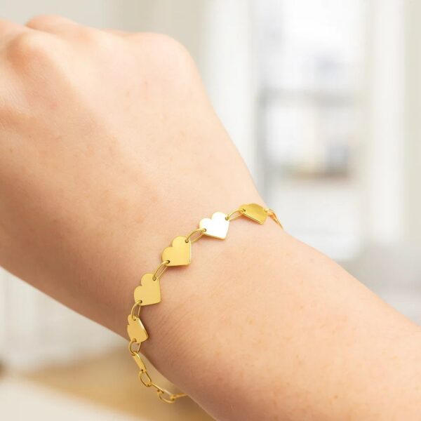 Mirror Heart Chain Bracelet in 10K Yellow Gold (4.70 mm) - alternate view 4