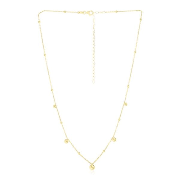 14k Yellow Gold High Polish Beaded Stations Necklace