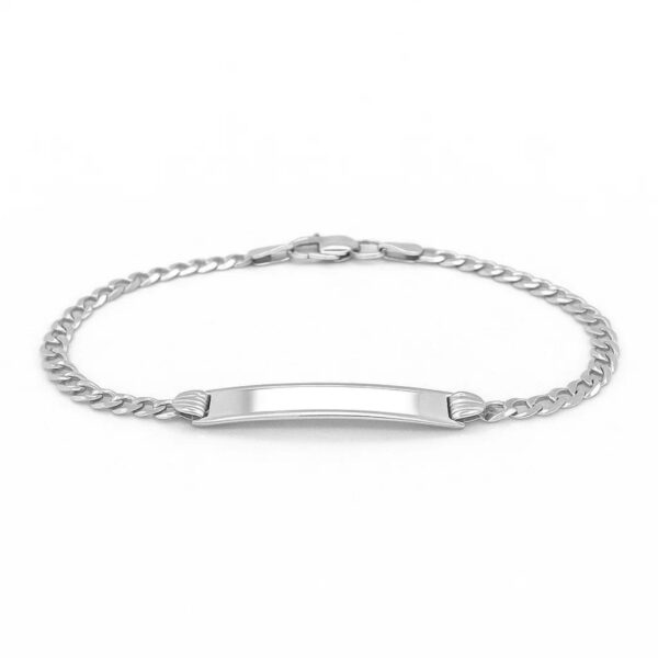 14k White Gold Curb Link Chain Polished Childrens ID Bracelet (3.00 mm) - alternate view 2