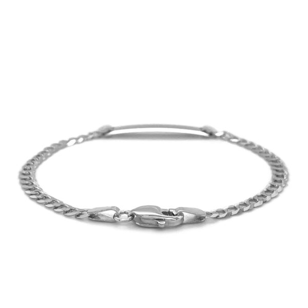 14k White Gold Curb Link Chain Polished Childrens ID Bracelet (3.00 mm) - alternate view 3