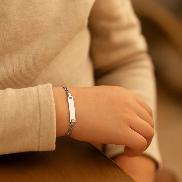 14k White Gold Curb Link Chain Polished Childrens ID Bracelet (3.00 mm) - alternate view 4