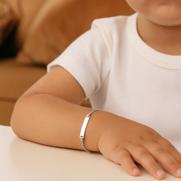 14k White Gold Curb Link Chain Polished Childrens ID Bracelet (3.00 mm) - alternate view 5