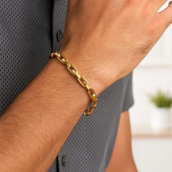 14K Yellow Gold Fancy Oval Box Link Bracelet - alternate view 4