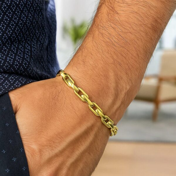 14K Yellow Gold Fancy Oval Box Link Bracelet - alternate view 5