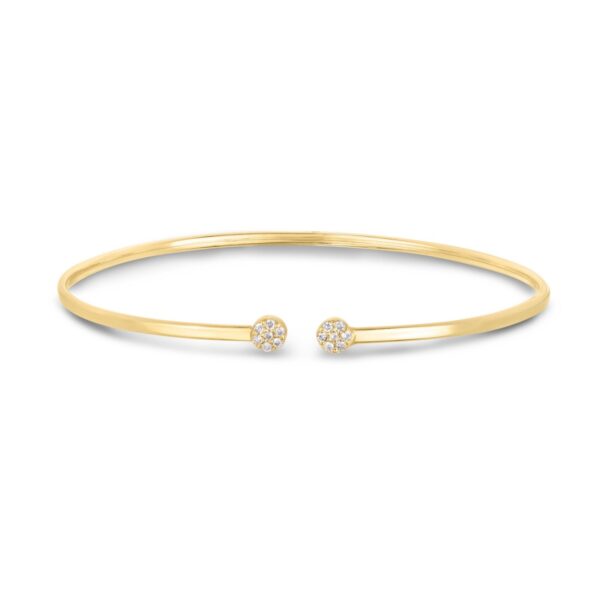 14k Yellow Gold High Polish Diamond Cluster Bangle (2.00 mm) - alternate view 2