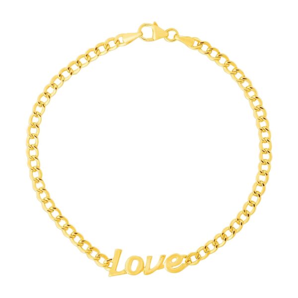14k Yellow Gold 7 inch Curb Chain Love Bracelet - alternate view 2