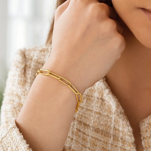 14K Yellow Gold Paperclip Bracelet (4.00 mm) - alternate view 2