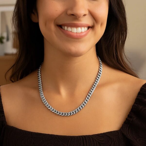 Sterling Silver Rhodium Plated Vintage Puffed Miami Cuban Chain (6.10 mm) - alternate view 4