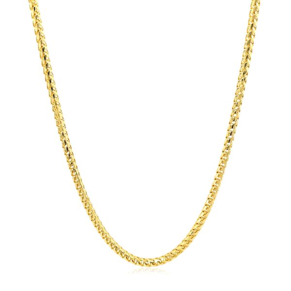 14k Yellow Solid Gold Diamond Cut Round Franco Chain (2.20 mm) - Yellow Gold - alternate view 2