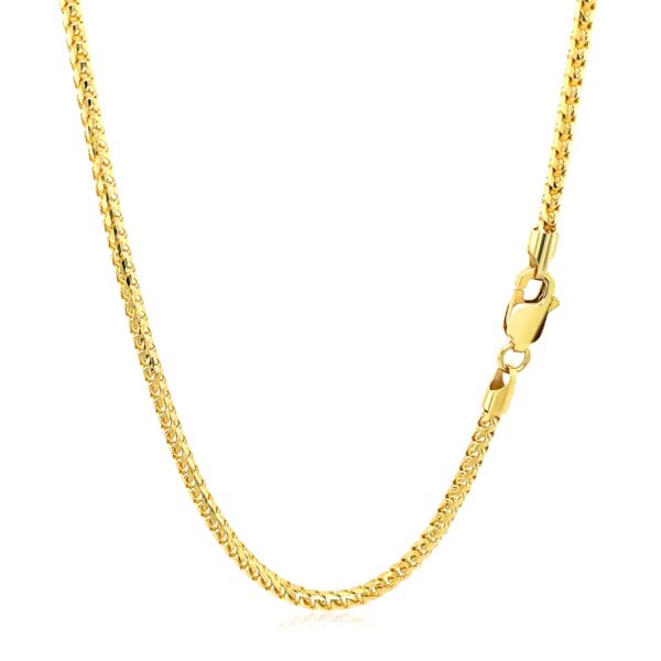 14k Yellow Solid Gold Diamond Cut Round Franco Chain (2.20 mm) - Yellow Gold - alternate view 3