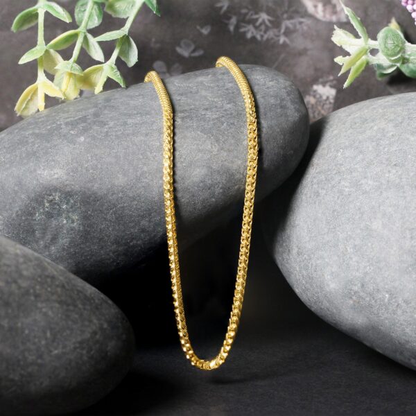 14k Yellow Solid Gold Diamond Cut Round Franco Chain (2.20 mm) - Yellow Gold - alternate view 4