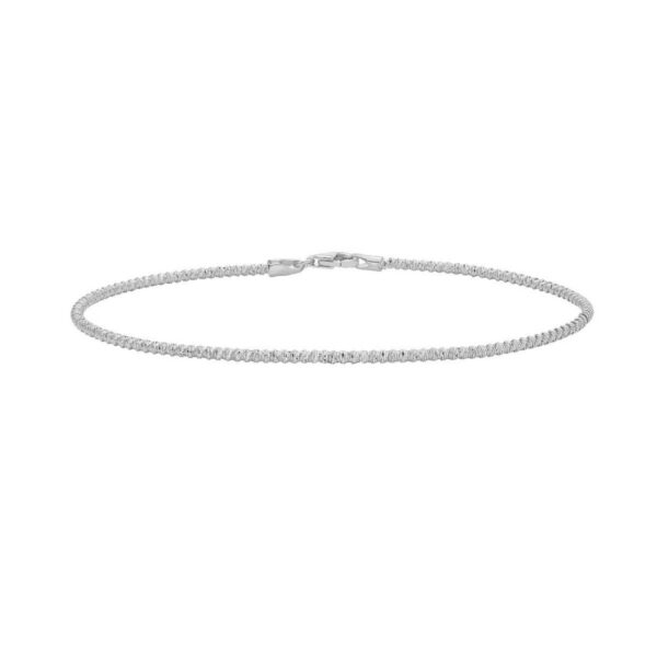 14K White Gold Diamond Cut Sparkle Spring Bracelet (1.70 mm) - alternate view 2