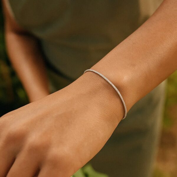 14K White Gold Diamond Cut Sparkle Spring Bracelet (1.70 mm) - alternate view 4