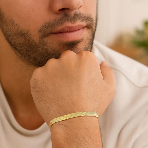14k Yellow Gold Super Flex Herringbone Bracelet (3.80 mm) - alternate view 5