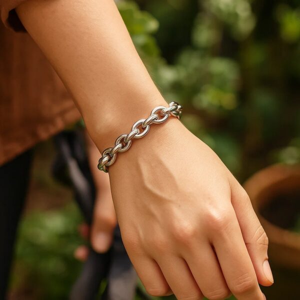 Sterling Silver Rhodium Plated Oval Link Bracelet - alternate view 5