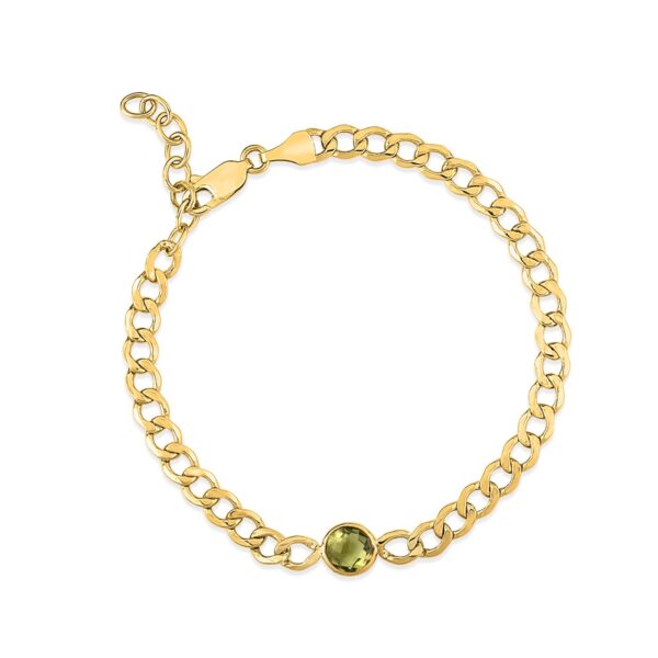 14K Yellow Gold Peridot Curb Chain Bracelet (3.60 mm) - alternate view 2