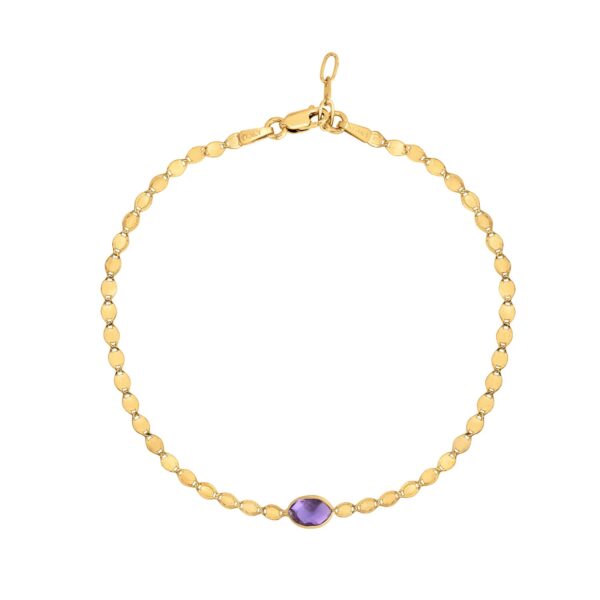 14K Yellow Gold Amethyst Mirrored Chain Bracelet (2.20 mm) - alternate view 2