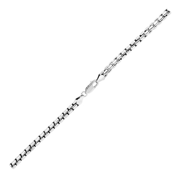 Sterling Silver Rhodium Plated Round Box Bracelet (5.20 mm) - alternate view 2