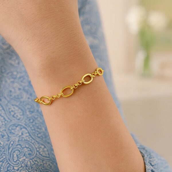 14K Yellow Gold Five and One Oval Link Chain Bracelet - alternate view 2