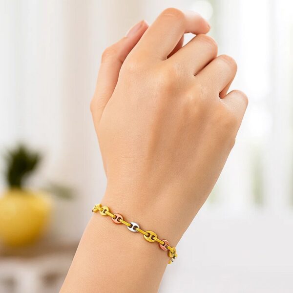 14k Tri Color Gold Mariner Link Bracelet (4.90 mm) - Tri-Color Gold - alternate view 3