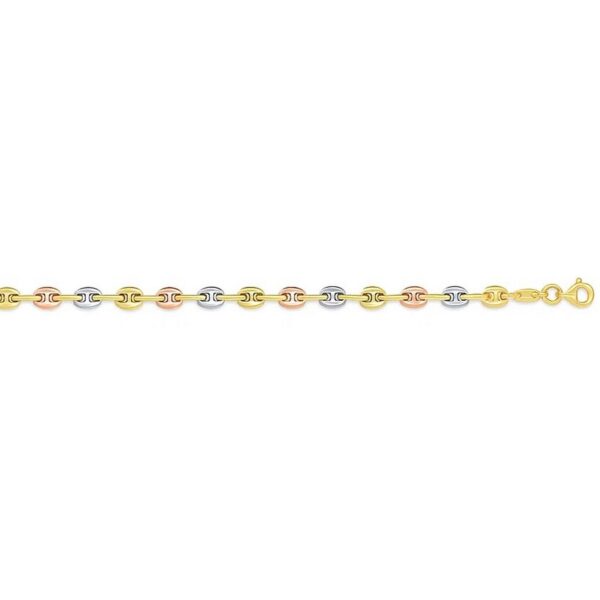 14k Tri Color Gold Mariner Link Bracelet (4.90 mm) - Tri-Color Gold - alternate view 4