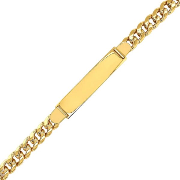 14k Yellow Gold Mens ID Cuban Chain Bracelet (8.00 mm) - alternate view 2