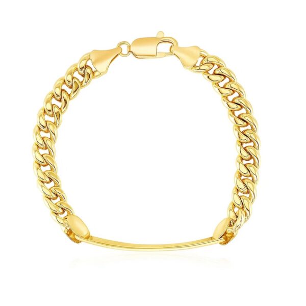 14k Yellow Gold Mens ID Cuban Chain Bracelet (8.00 mm) - alternate view 3