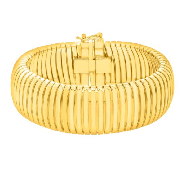 Sterling Silver Yellow Gold Plated Extra Thick Tubogas Bracelet (18.00 mm) - alternate view 3