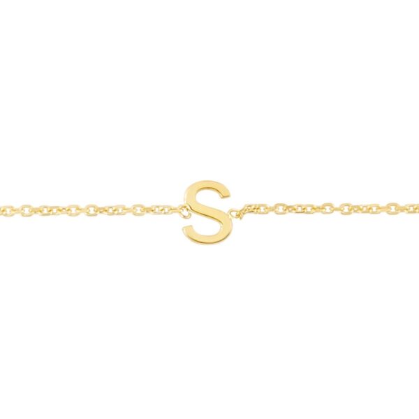 14K Yellow Gold Mini Initial S Bracelet - alternate view 3