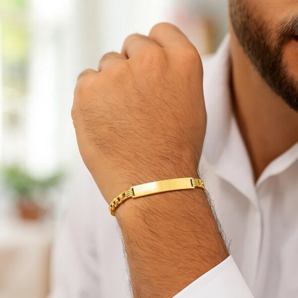 14k Yellow Gold 8 1/2 inch Mens Curb Chain ID Bracelet (8.30 mm) - alternate view 4
