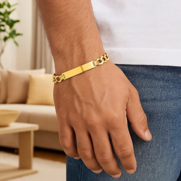14k Yellow Gold 8 1/2 inch Mens Curb Chain ID Bracelet (8.30 mm) - alternate view 5