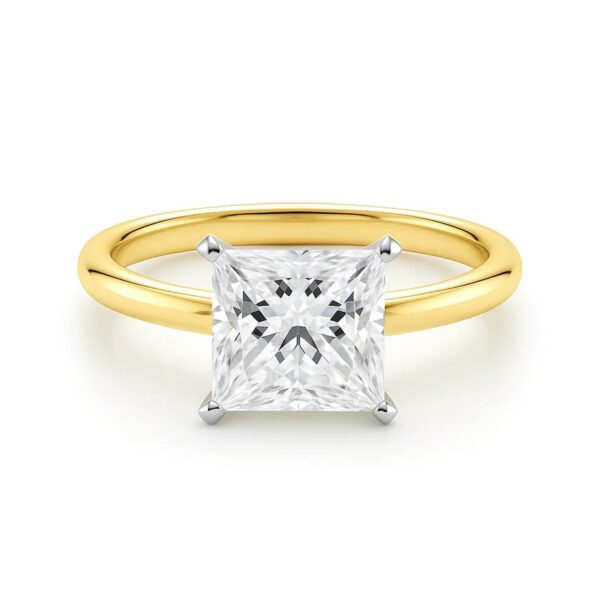 2 Carat Princess Lab Grown IGI G/VS1 Diamond Solitaire Ring in 10K Yellow Gold - alternate view 3