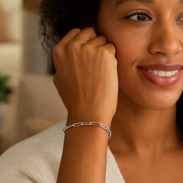14K White Gold Bold Paperclip Chain Bracelet (4.20 mm) - alternate view 5