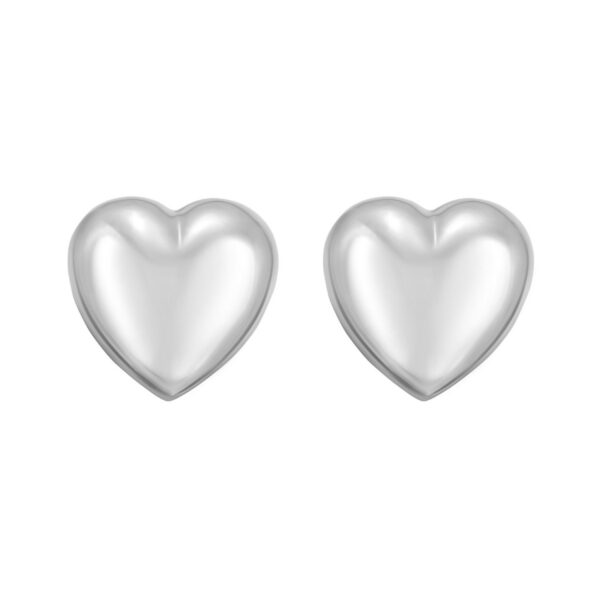 Sterling Silver Rhodium Plated Puffed Large Heart Stud Earrings - alternate view 2