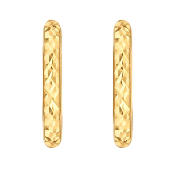 14K Yellow Gold Diamond Cut Fancy Huggie Earrings - alternate view 2