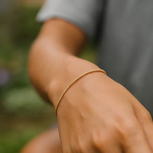 14K Yellow Gold Diamond Cut Sparkle Spring Bracelet (1.70 mm) - alternate view 5