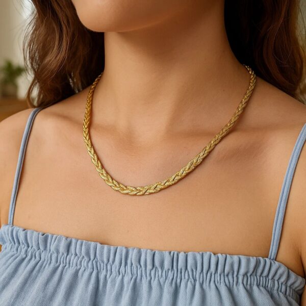14k Yellow Gold Braided Herringbone Chain (3.20 mm) - alternate view 3