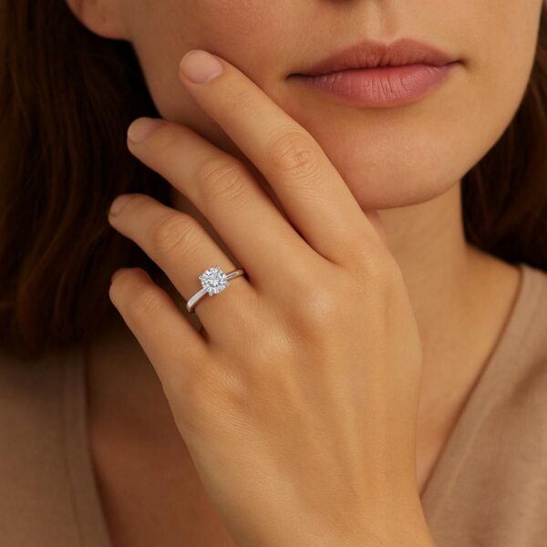 1 Carat Round Lab Grown IGI G/VS1 Diamond Solitaire Ring in 10K White Gold - alternate view 5