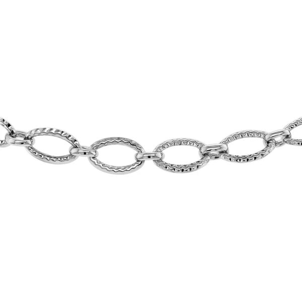 Textured Oval Link Bracelet in 14k White Gold (8.60 mm) - alternate view 2