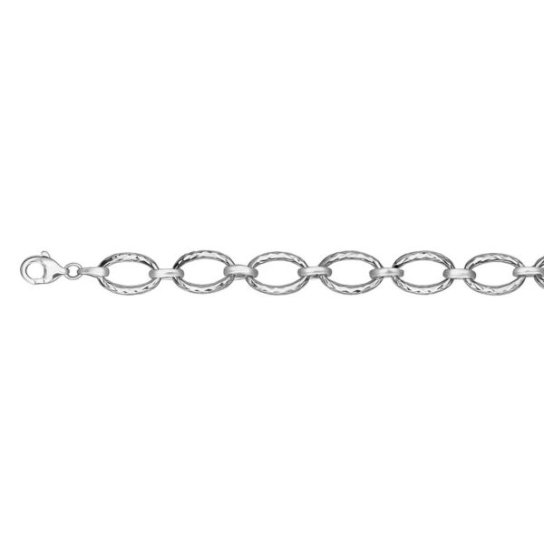 Textured Oval Link Bracelet in 14k White Gold (8.60 mm) - alternate view 3