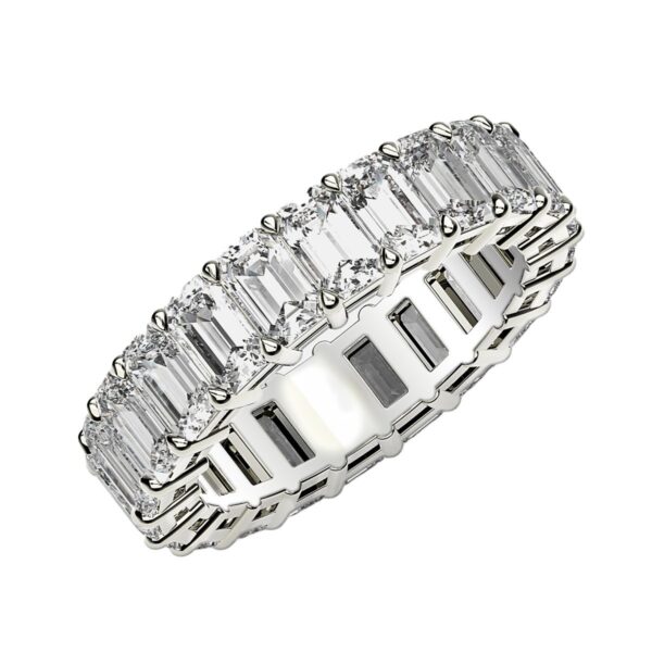 Emerald Cut Lab Grown Diamond Eternity Ring in 14k White Gold (2 cttw FG/VS2) - F-G