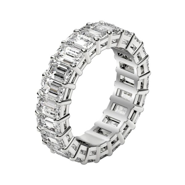 Emerald Cut Lab Grown Diamond Eternity Ring in 14k White Gold (2 cttw FG/VS2) - F-G - alternate view 4