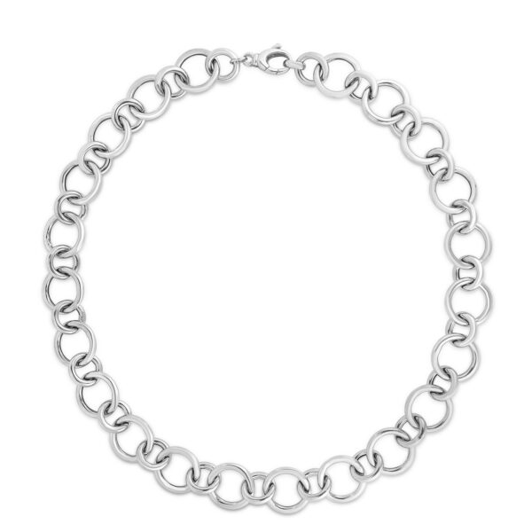 Sterling Silver Rhodium Plated Round Link Bracelet - alternate view 2