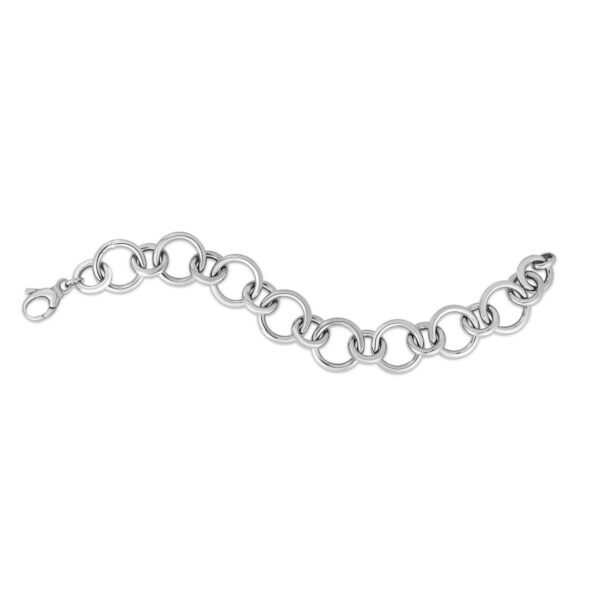 Sterling Silver Rhodium Plated Round Link Bracelet - alternate view 3